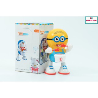 Con Minons đánh trống nhảy dùng pin LT2016-K1, Đồ chơi con minions đánh trống vui nhộn cho bé thích thú chơi đùa