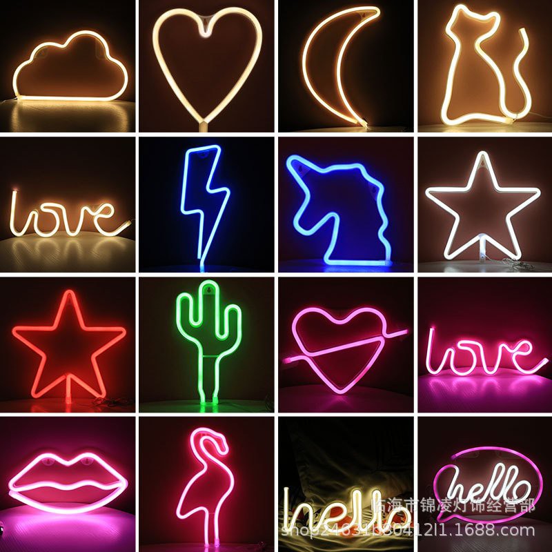 CÓ SẴN - ( PIN & USB ) ĐÈN LED NEON TRANG TRÍ QUÁN - ĐÈN LED NEON CHỮ HOME , CHILL , LOVE , HELLO