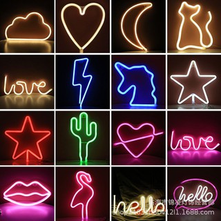CÓ SẴN - ( PIN & USB ) ĐÈN LED NEON TRANG TRÍ QUÁN - ĐÈN LED NEON CHỮ HOME , CHILL , LOVE , HELLO