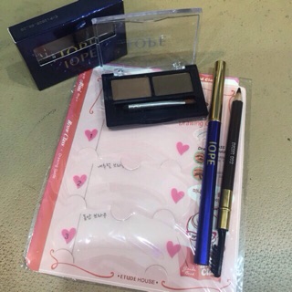 Set chì kẻ chân mày bền màu gồm bộ 3 khuôn vẽ và bột tán chân mày 3ô