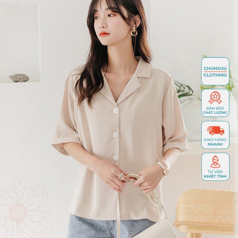 Áo sơ mi nữ kiểu cổ vest Chunxuu, thiết kế đơn giản trẻ trung - SK06