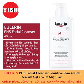 Eucerin PH5 Facial Cleanser Sensitive Skin 400mL - Sữa Rửa Mặt Cho Da Nhạy Cảm.