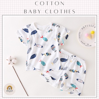 Đồ bộ quần áo thun cotton dành cho bé trai, bé gái mặc nhà mùa hè - Mẫu tay ngắn 2 - Size từ 4 đến 16kg