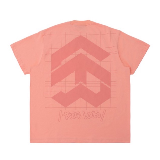 5THEWAY® /public icon/ BIG LOGO SQUARE TEE in PEACH BUD aka Áo Thun Tay Ngắn Hồng Nhạt