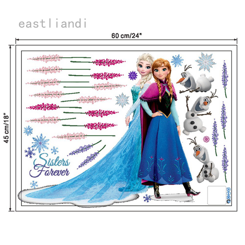 Sticker Dán Tường Hình Công Chúa Elsa Và Anna Trong Phim Frozen