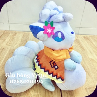 Gấu bông cáo Vulpix băng 6 đuôi có áo choàng 40cm