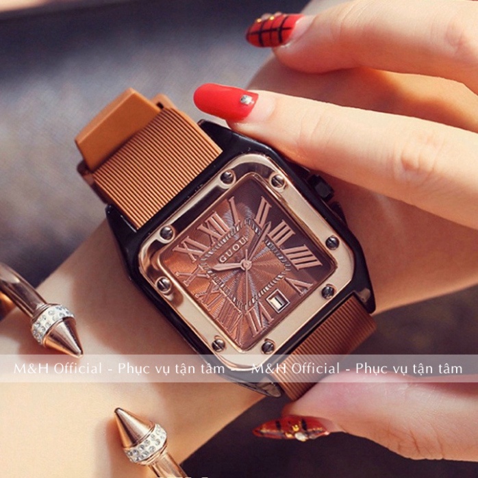 Đồng hồ đeo tay nữ Guou mặt vuông dây da cao cấp, thời trang Hàn Quốc đẹp giá rẻ [Tặng bông tai] | BigBuy360 - bigbuy360.vn