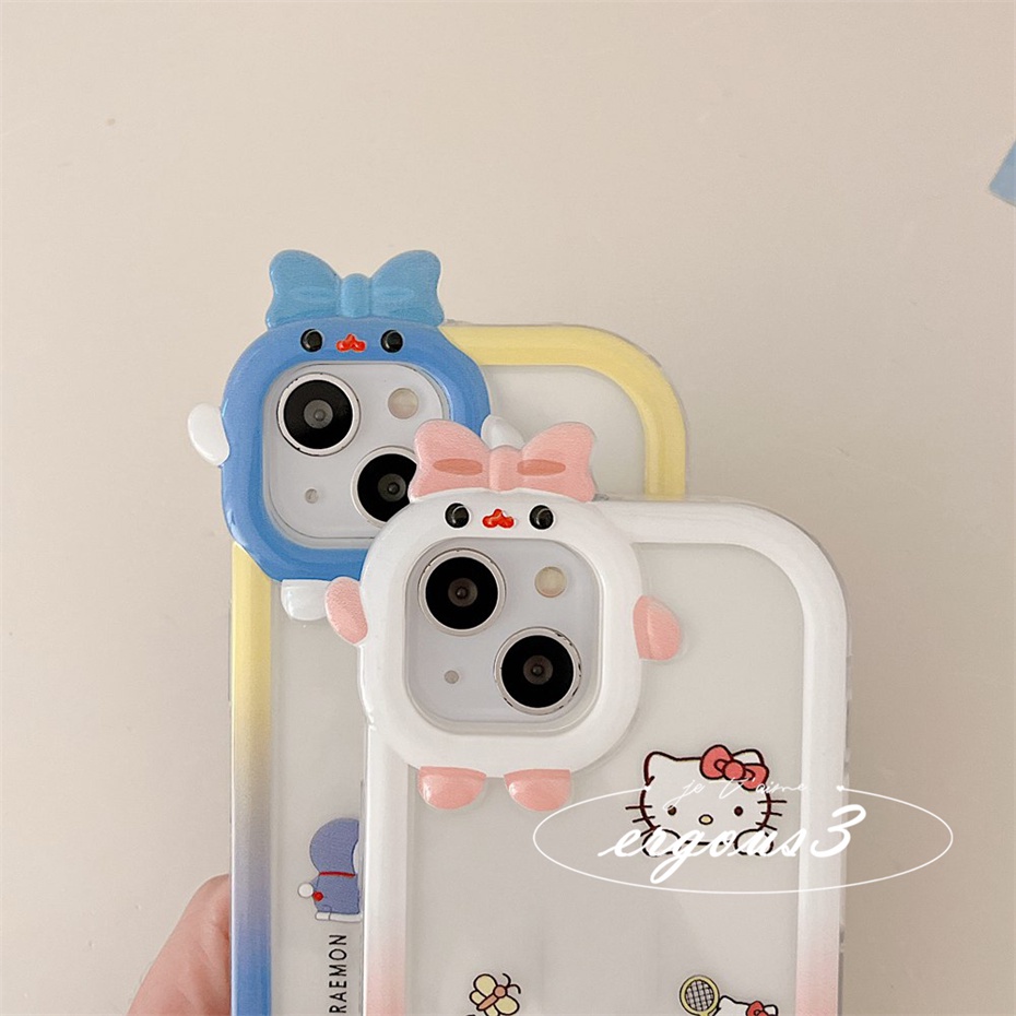 Ốp Điện Thoại Mềm Hình Hoạt Hình Kitty Và Doraemon Cho iPhone 14 13 12 11 Pro Max SE2020 X XR Xs Max 7 8 6 6s Plus