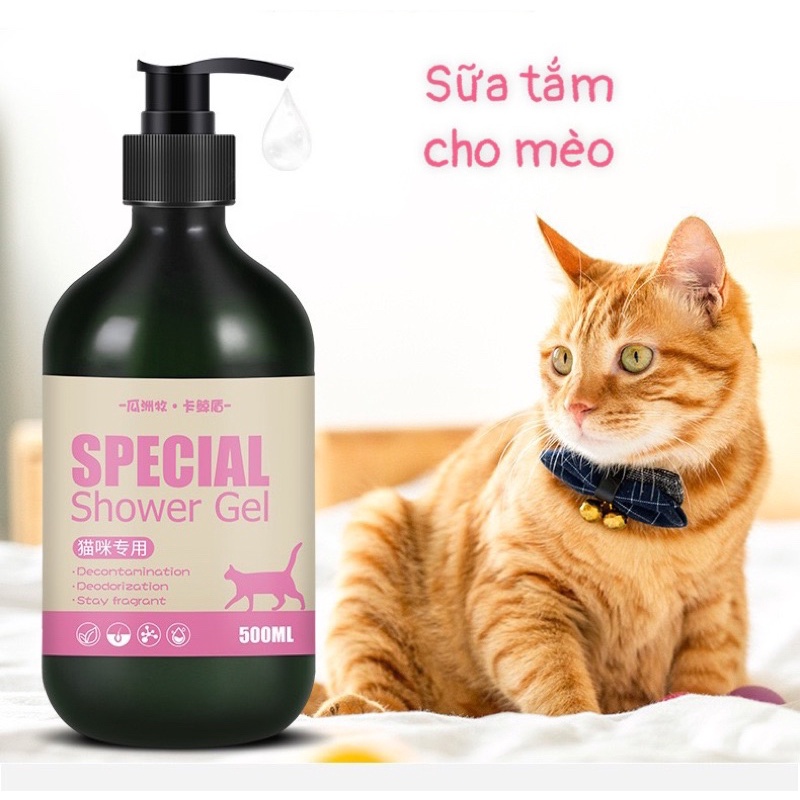 Sữa tắm cho chó mèo chiết xuất lô hội ,dầu dừa KAJINGDUN 500ml dưỡng lông hương thơm lâu cho poodle nâu đỏ, lông trắng