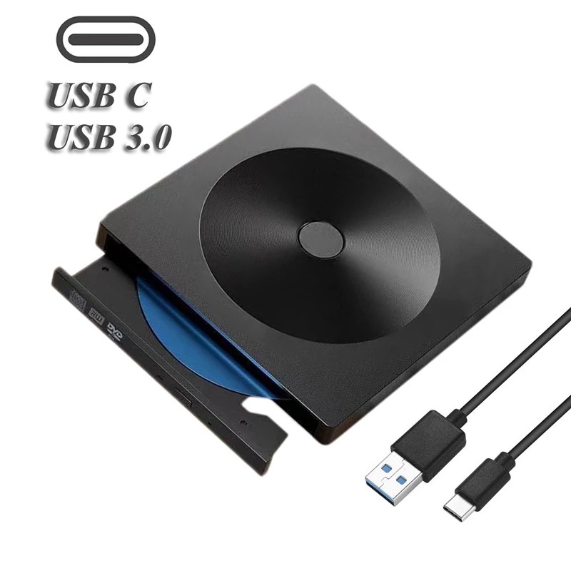 Ổ Đĩa DVD Ngoài USB 3.0 Loại C Ổ Đĩa DVD Cổng Kép Đầu Ghi Quang Di Động