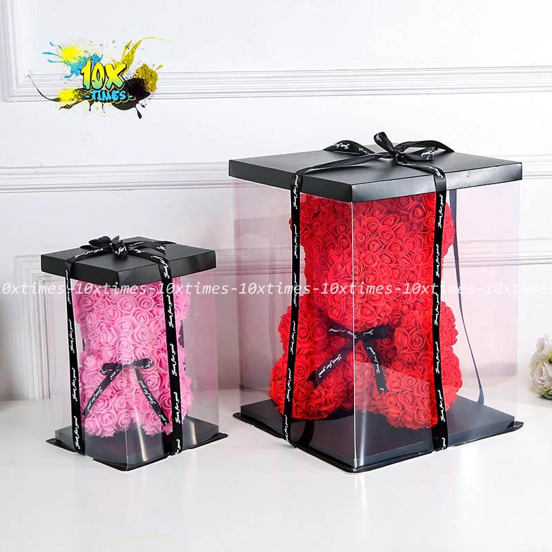 (size lớn) Hộp mica nhựa trong suốt 2 loại nắp đựng gấu, bánh sinh nhật quà tặng bạn trai bạn gái 10xtimes