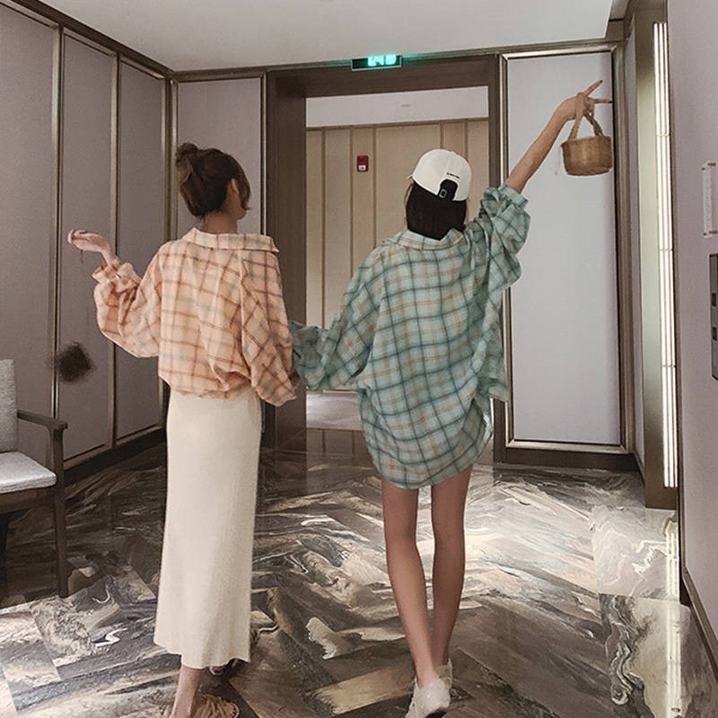 Áo Sơ Mi Tay Dài Cổ Bẻ Hoạ Tiết Ca Rô Cho Phái Nữ | BigBuy360 - bigbuy360.vn