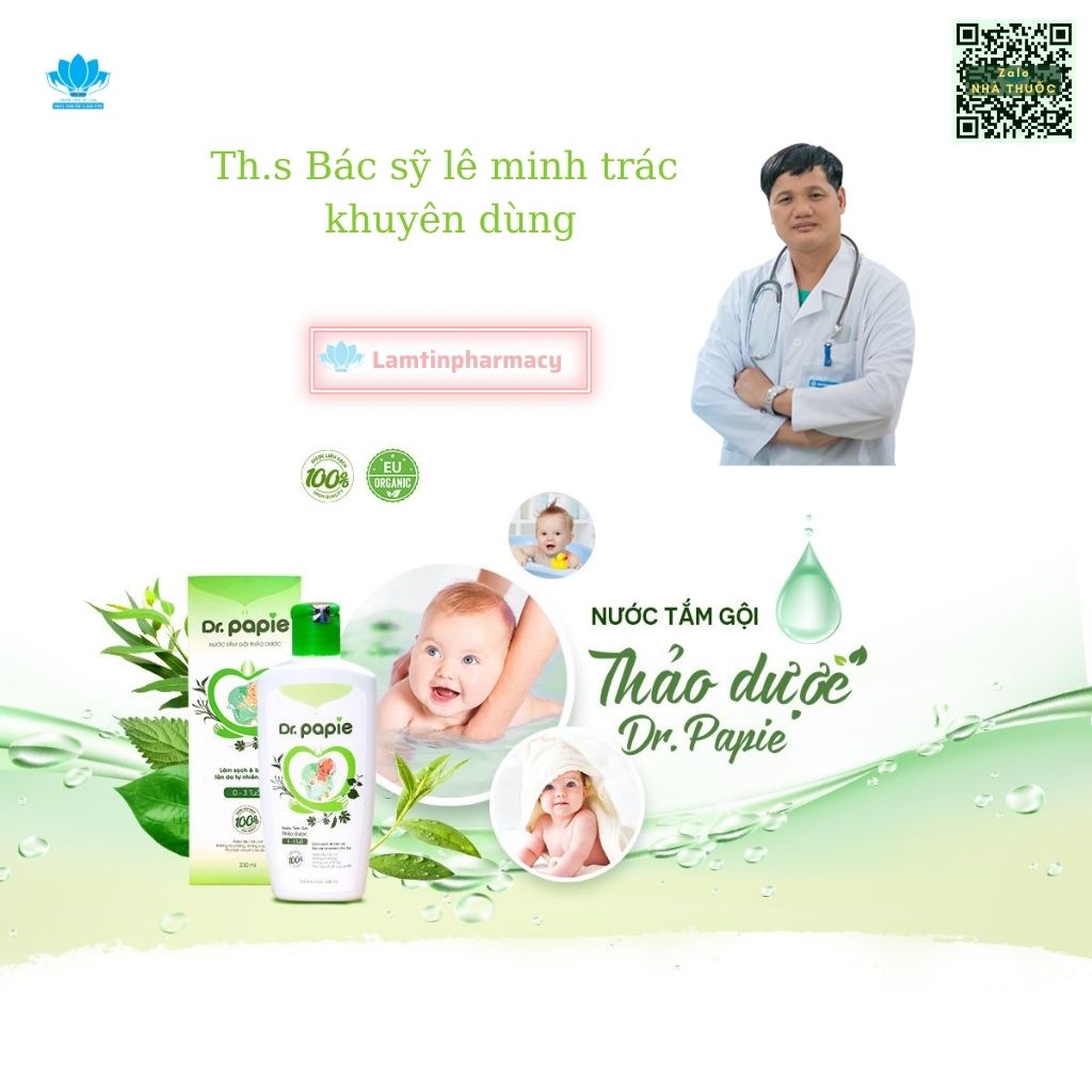 Nước Tắm Dr Papie Chính Hãng 100% Thảo Mộc Quý Tự Nhiên Giúp Cho Bé Ngăn Ngừa Và Giảm Các Vấn Đề Về Da Chai 230 ml