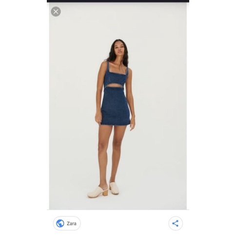 Đầm jeans denim body cutout VNXK jean xuất khẩu dư tuồn xịn hai dây hở bụng sexy có thể phối yếm
