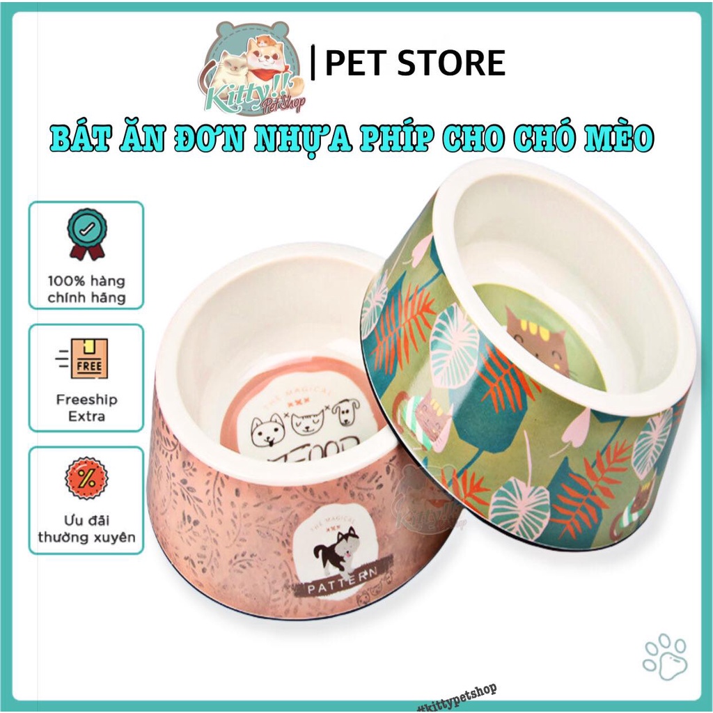 Bát ăn đơn nhựa Bobo Pet Bowl dành cho thú cưng, chén ăn, bát ăn nhựa phíp, chống lật đổ - Kitty Pet Shop BMT