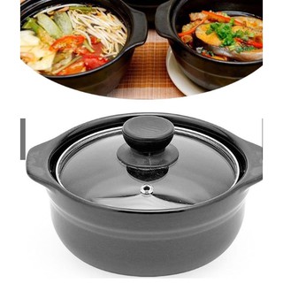 HCM Nồi đất sét tràng thạch 2 lít nắp kiếng lòng sâu