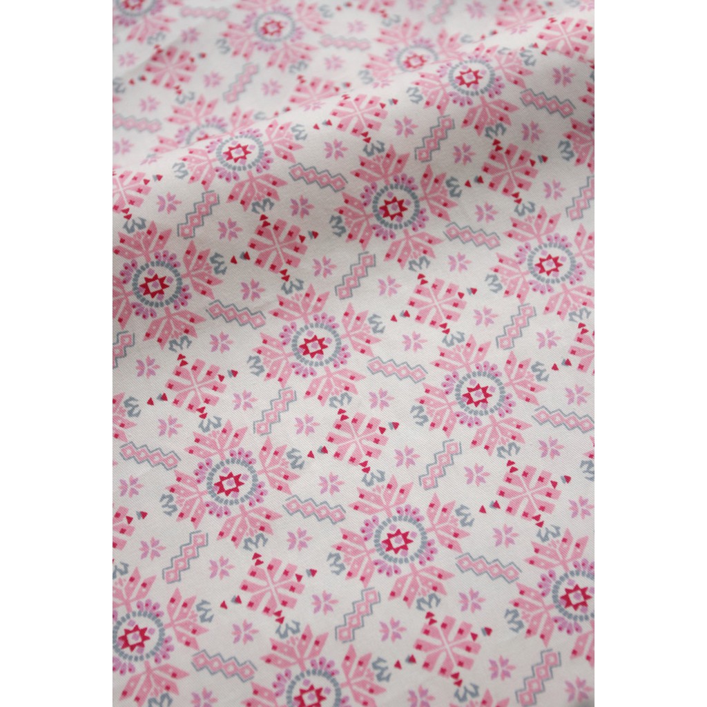 Vải cotton Màu Hồng Xanh Lam Họa Tiết Bắc Âu Dùng May Vá Thủ Công diy