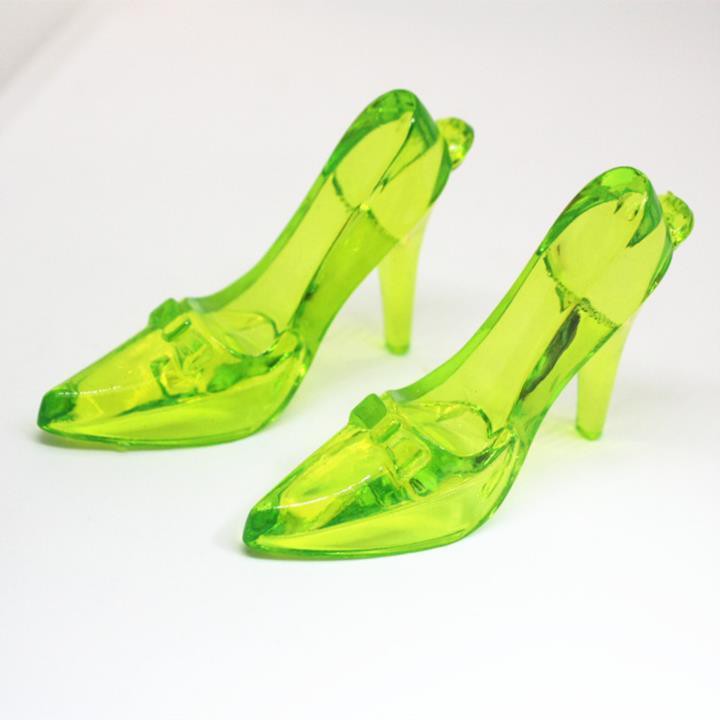 Giày cao gót pha lê Cinderella trẻ em mặt dây chuyền hạt acrylic trong suốt cho bé gái chơi nhà đồ đá quý