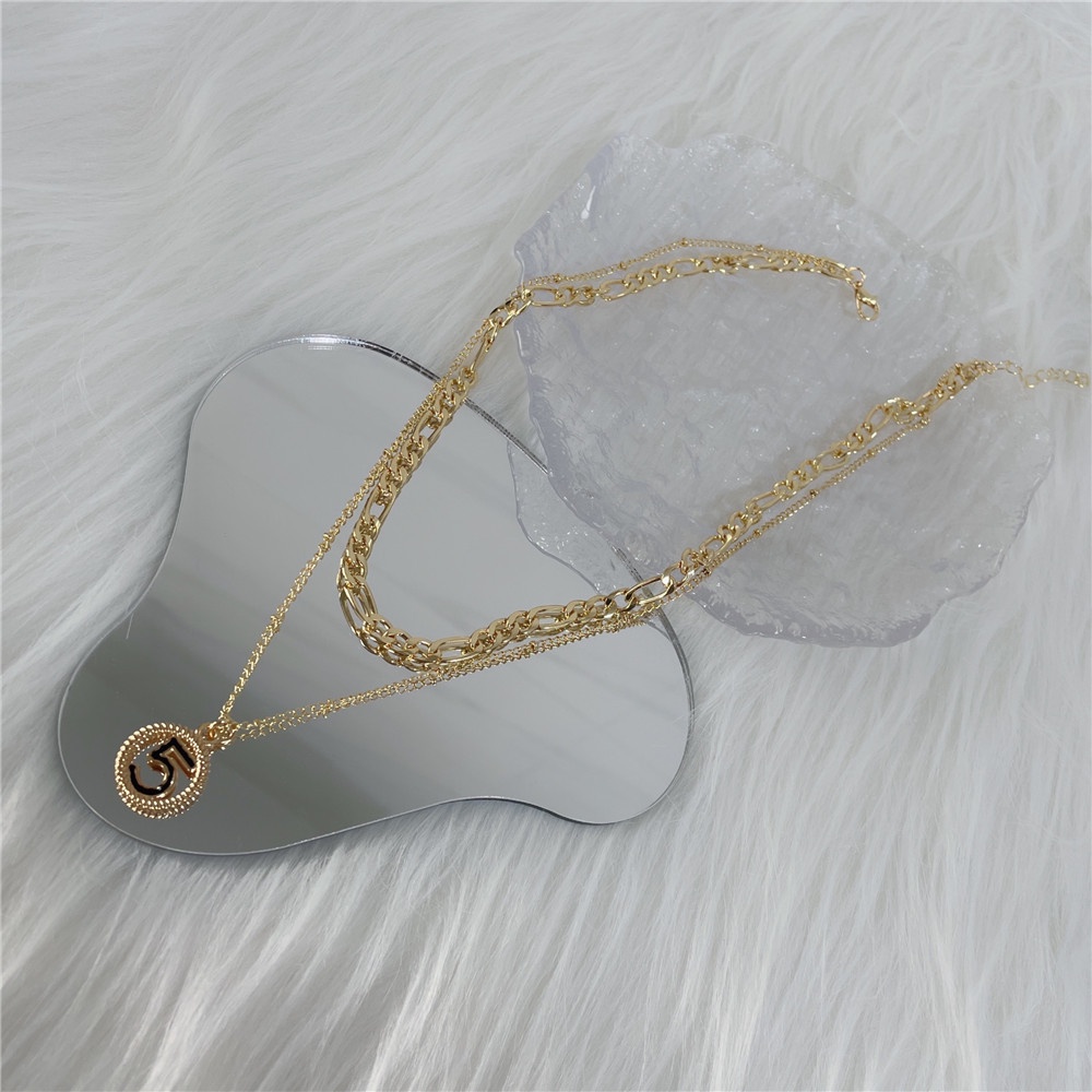 Vòng cổ Hai Lớp Dày Mặt Số 5 May Mắn Thời Trang Hàn Quốc