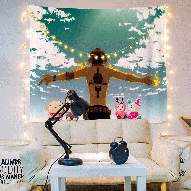 [Tặng kèm Đèn nháy 5m+móc treo] Thảm Treo Tường Hình Anime One Piece trang trí decor phòng NR