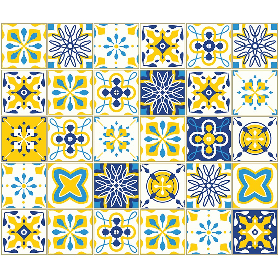 Decal Gạch Bông C 14 - Set 30 ô 20x20cm - Decal Dán tường, Dán bếp, Trang trí nhà cửa - Viet Decor