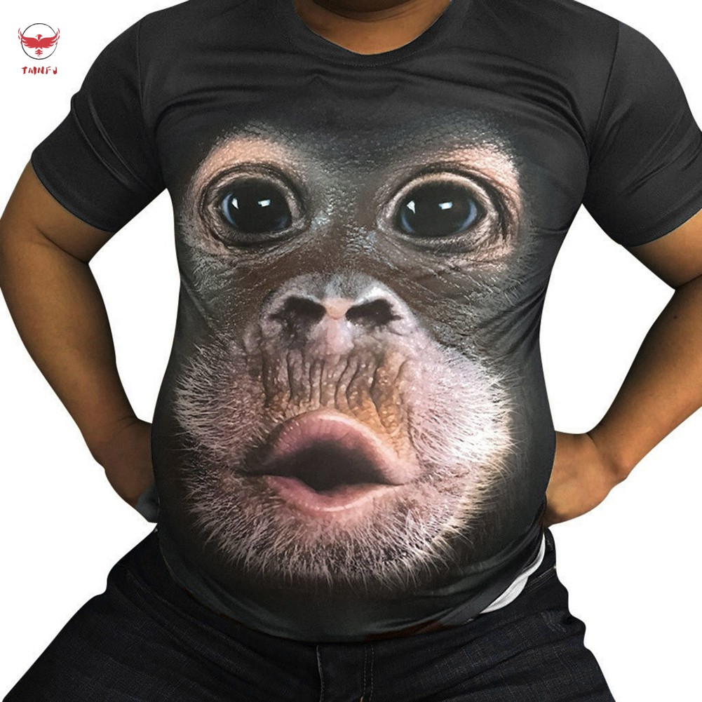 áo nam Tay Ngắn Cổ Tròn In Hình Khỉ Gorilla 3d