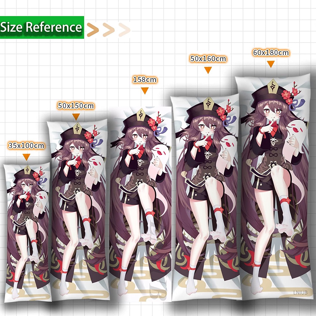 Vỏ Gối Ôm In Hình Anime Genshin Va Chạm Hu Tao Dakim Sakura Ôm Body 2 Mặt