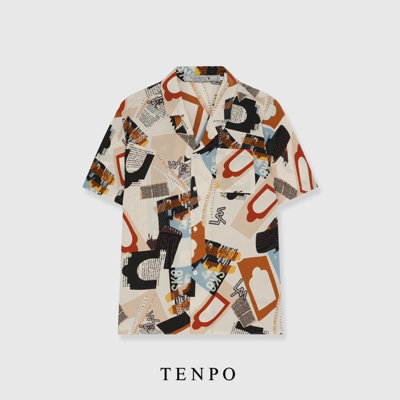 Áo sơmi lụa TENPO cộc tay hoạ tiết | Cuban shirt nam