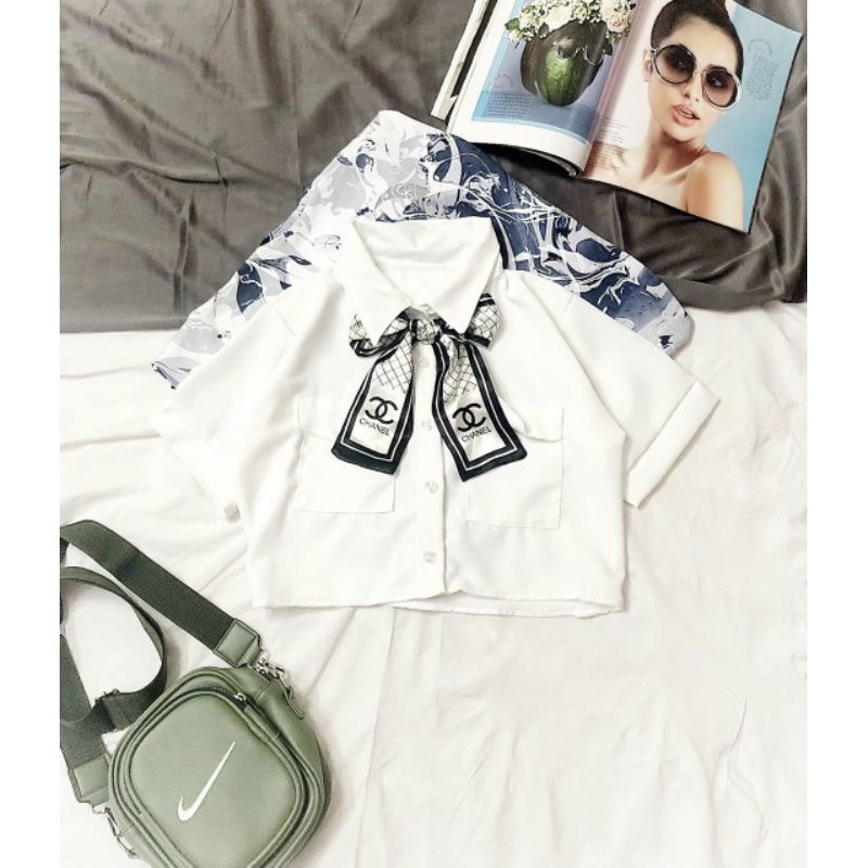 ÁO SƠMI NƠ CHANEL Nữ( Fom Croptop)