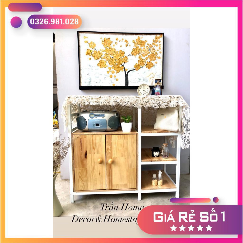 tủ bếp đa năng, kệ tủ bếp gỗ thông trang trí nhà bếp, quán ăn, homestay [Ảnh Thật Tự Chụp]