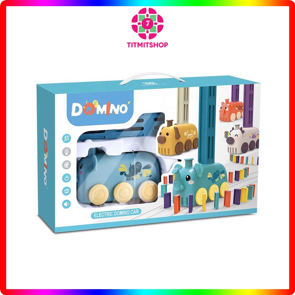 Bộ đồ chơi Domino xe lửa hình con voi khối xây dựng trí tuệ trẻ em lắp ráp tự động - TitMitShop