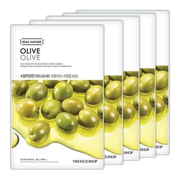 [Mã COSTFST3 -8% đơn 250K] Bộ Mặt Nạ Giấy Cung Cấp Ẩm Tối Ưu TheFaceShop Real Nature Olive Face Mask 20G x 5 Miếng