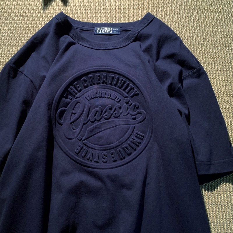 Short sleeve t-shirt women's mid-length embossed letter korean style loose top