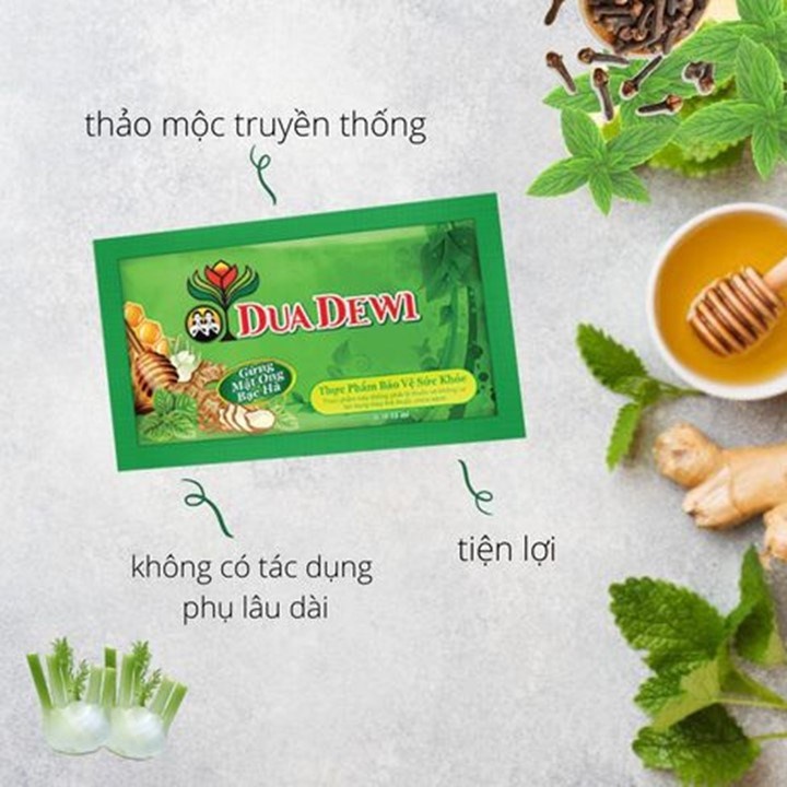 Hỗ trợ giảm triệu chứng cảm Siro Dua Dewi Hộp 12 gói x 15ml
