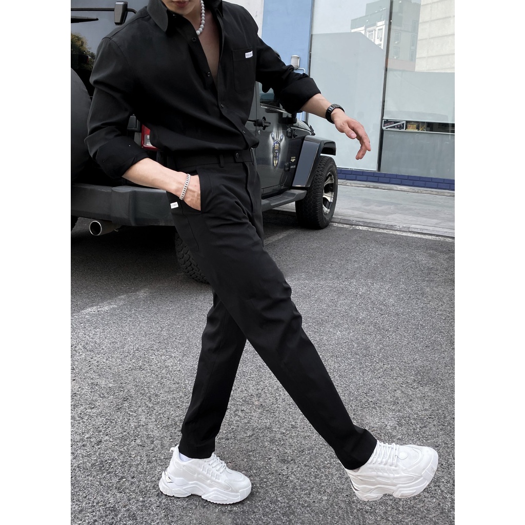 Quần Tây Nam Đen Dáng Vừa Trẻ Trung Chất Vải Mềm Mịn Ít Bám Bụi Không Phai Màu Quần Âu Nam