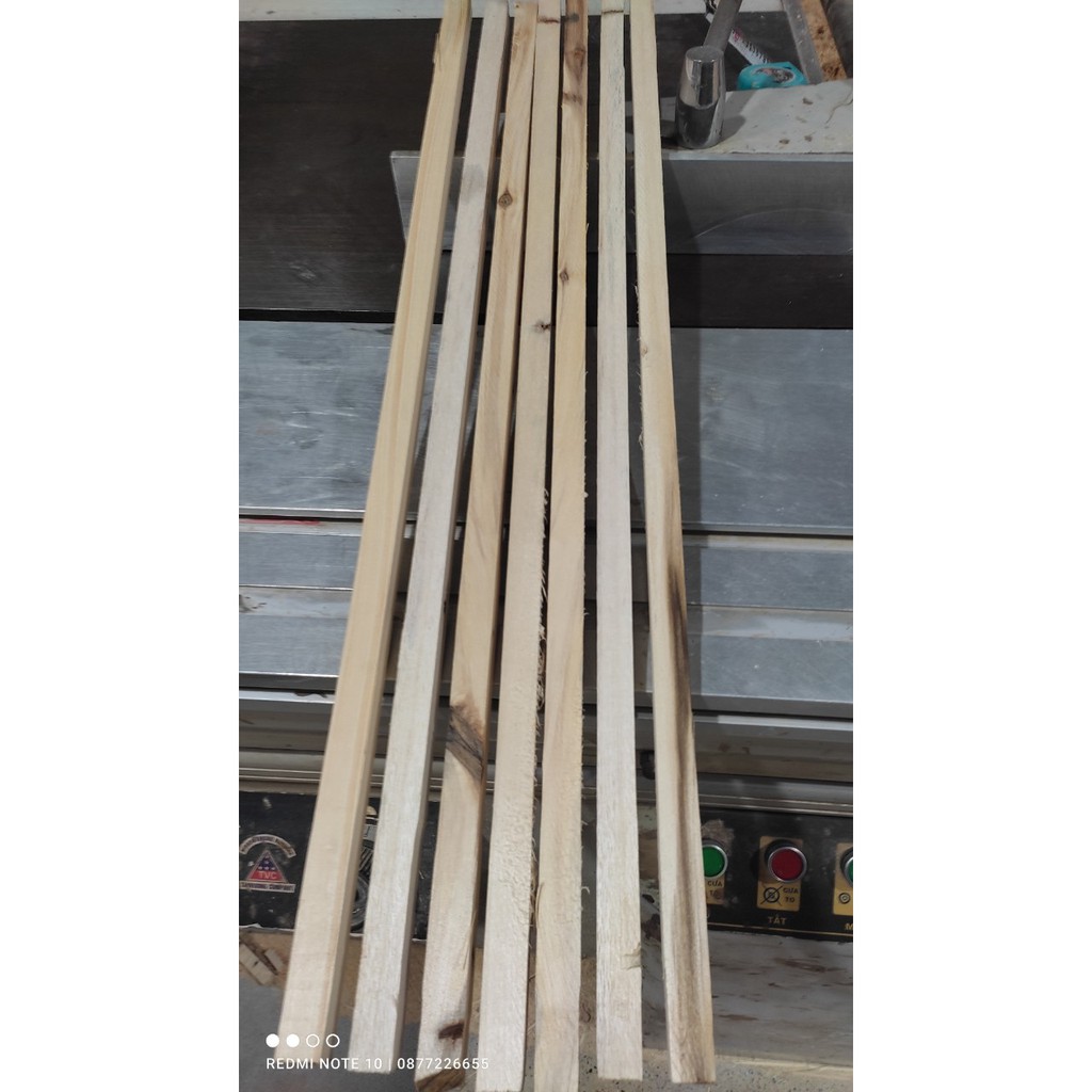 5 nan gỗ thông Vuông 1,2/1,7/2/2,7 x Dài 60/80/100/120cm - Thanh gỗ thông handmade tặng kèm giấy giáp