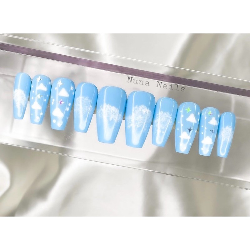 nailbox móng úp thiết kế bầu trời mây sao pastel color INBOX chọn size và shape CÓ NOW SHIP