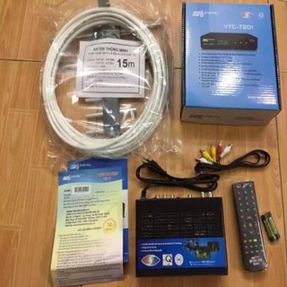 Đầu thu kỹ thuật số,đầu thu mặt đất VTC T201 tặng anten và dây anten
