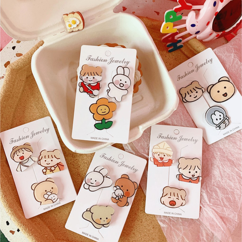 Tiệm nhà Cáo - Set 3 huy hiệu đính balo, túi, quần áo hình chibi đáng yêu