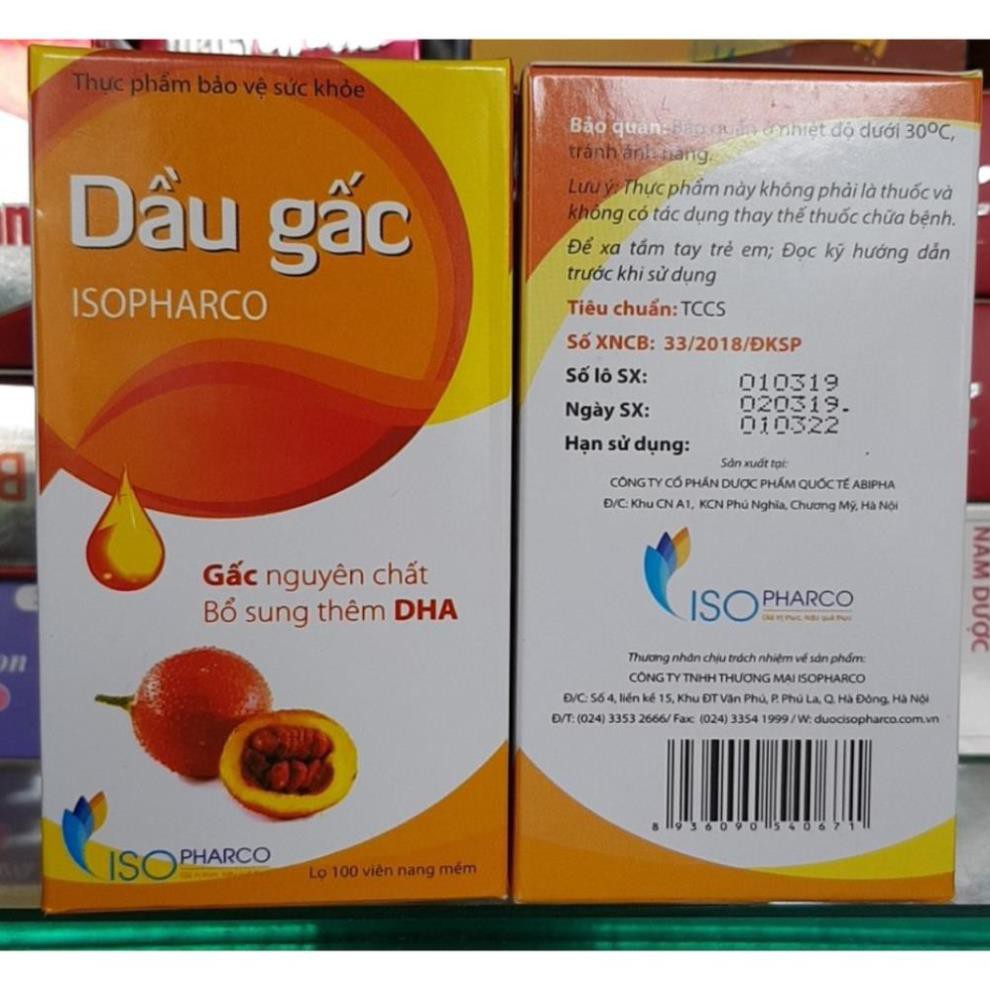 Viên nang Dầu Gấc nguyên chất bổ sung DHA lọ 100 viên