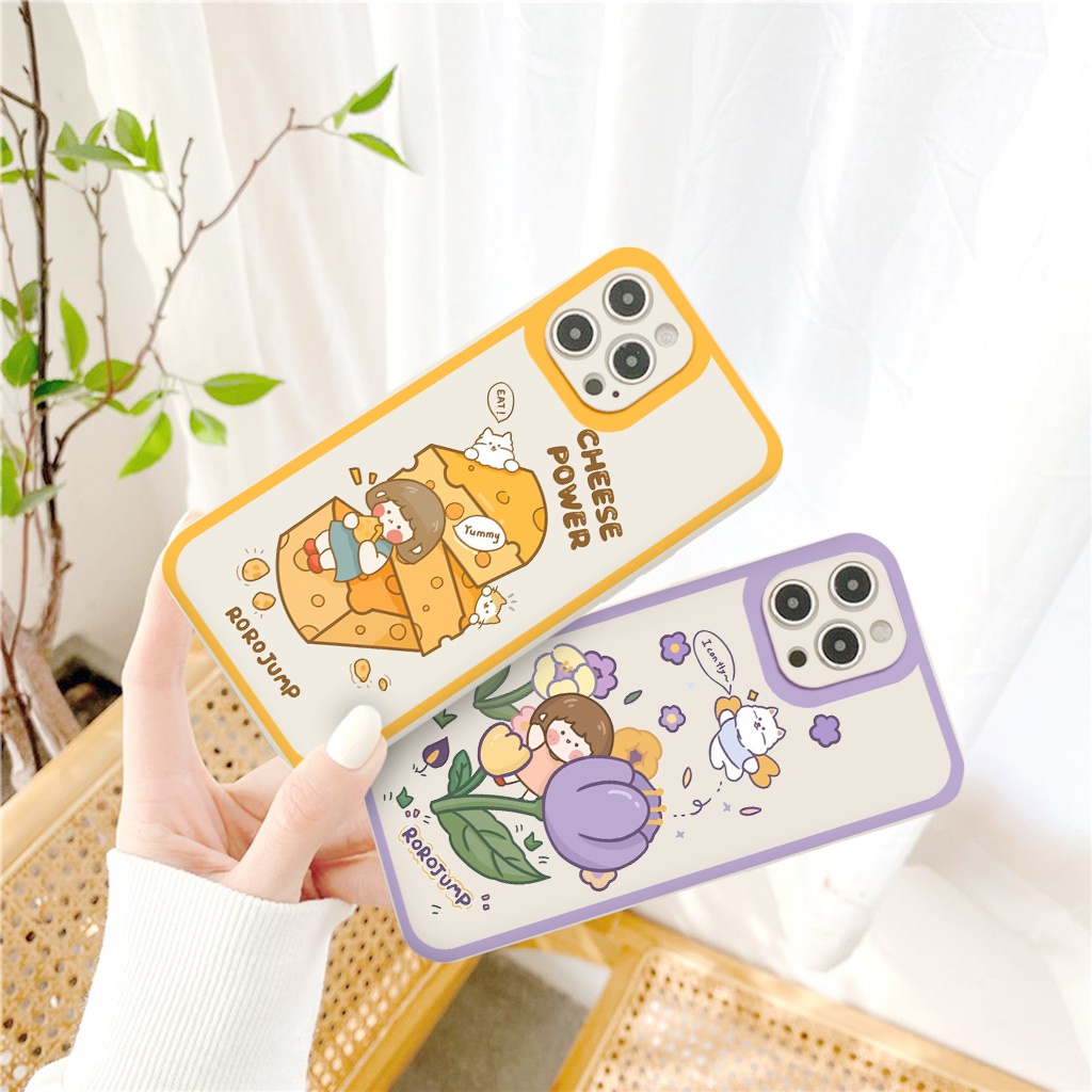 Ốp iphone - Ốp lưng iphone cạnh vuông viền camera Roro jump dành cho ip 6 đến 14promax - ng011