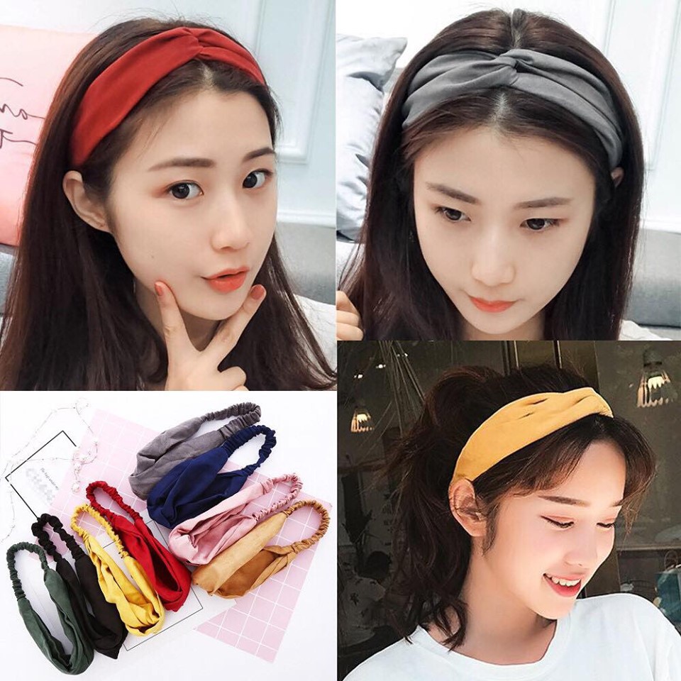 Băng đô turban nữ, bờm tóc nữ trơn chất liệu nhung thời trang hàn quốc dễ thương