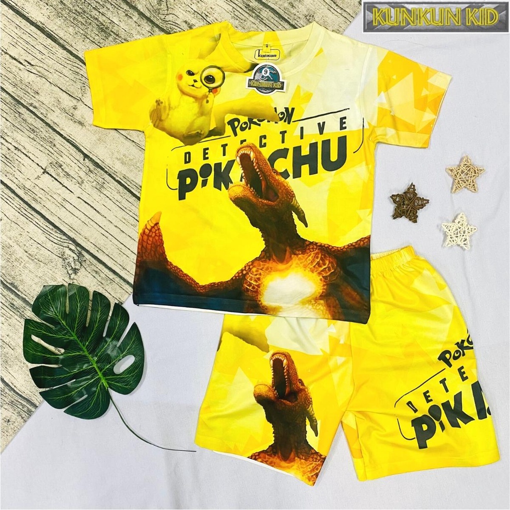 Đồ bộ bé trai thun lạnh Kunkun Kid TP458 in hình Pikachu size đại từ 10kg-60kg