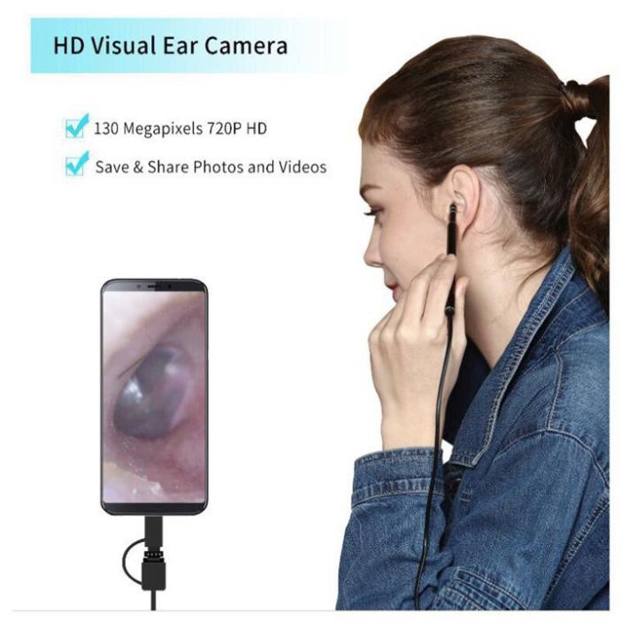  Dụng cụ lấy ráy tai bằng camera nội soi full HD kết nối với điện thoại