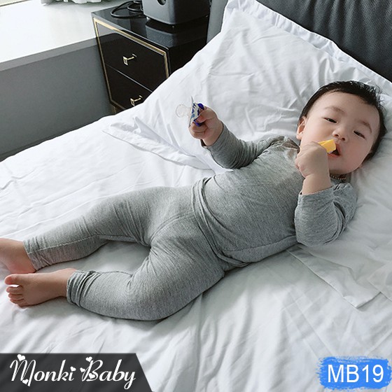 [THANH LÝ Minky Mom] - Bộ ngủ mặc nhà cạp cao chất cotton co giãn mịn mát chính hãng cho cả bé trai, bé gái | MB19