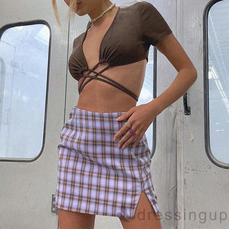 Áo Ngắn Tay Cổ Khoét Sâu Màu Sắc Trơn Thời Trang Cho Nữ