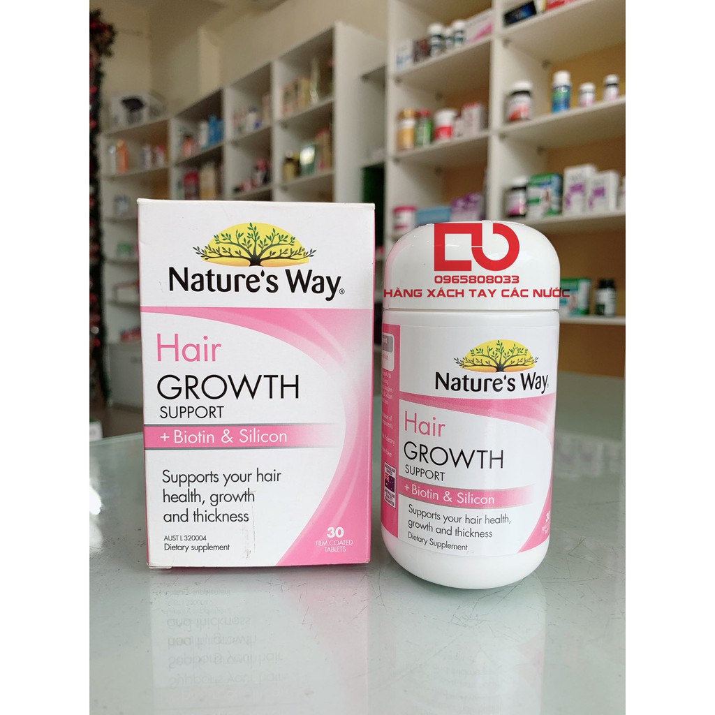 Viên uống Nature's Way Hair Growth Support + Biotin & Silicon 30v