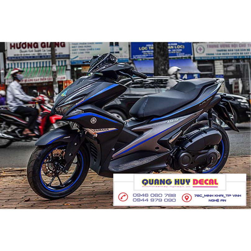Tem trùm NVX đen chỉ xanh dương - Độ dán team trùm decal xe máy NVX đen chỉ xanh dương - Team trùm decal xe máy NVX rẻ đ