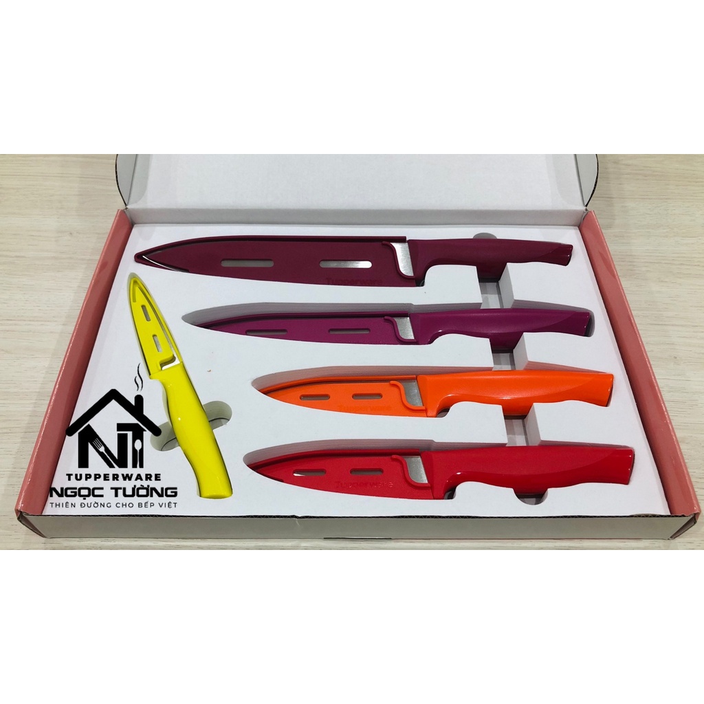 Bộ dao Essential Knives 5 món - Dao có vỏ, lưỡi thép không gỉ chính hãng Tupperware - Luxury Kitchen