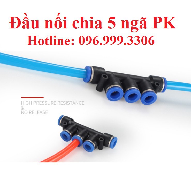 Đầu nối chia 5 ngã PK khí nén, phun sương chịu được áp suất cao đầy đủ